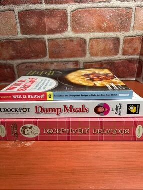 3 Cookbooks Will it Skillet, Dump Meals Crock Pot, Deceptively Delicious